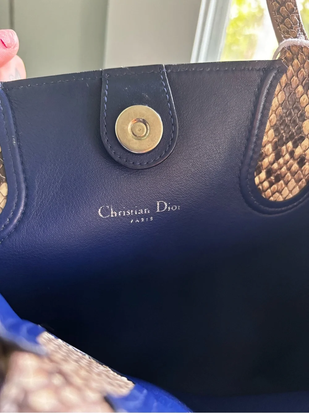 Christian Dior Large DiorAddict Exotic Python Leather Blue Shopping Tote EUC